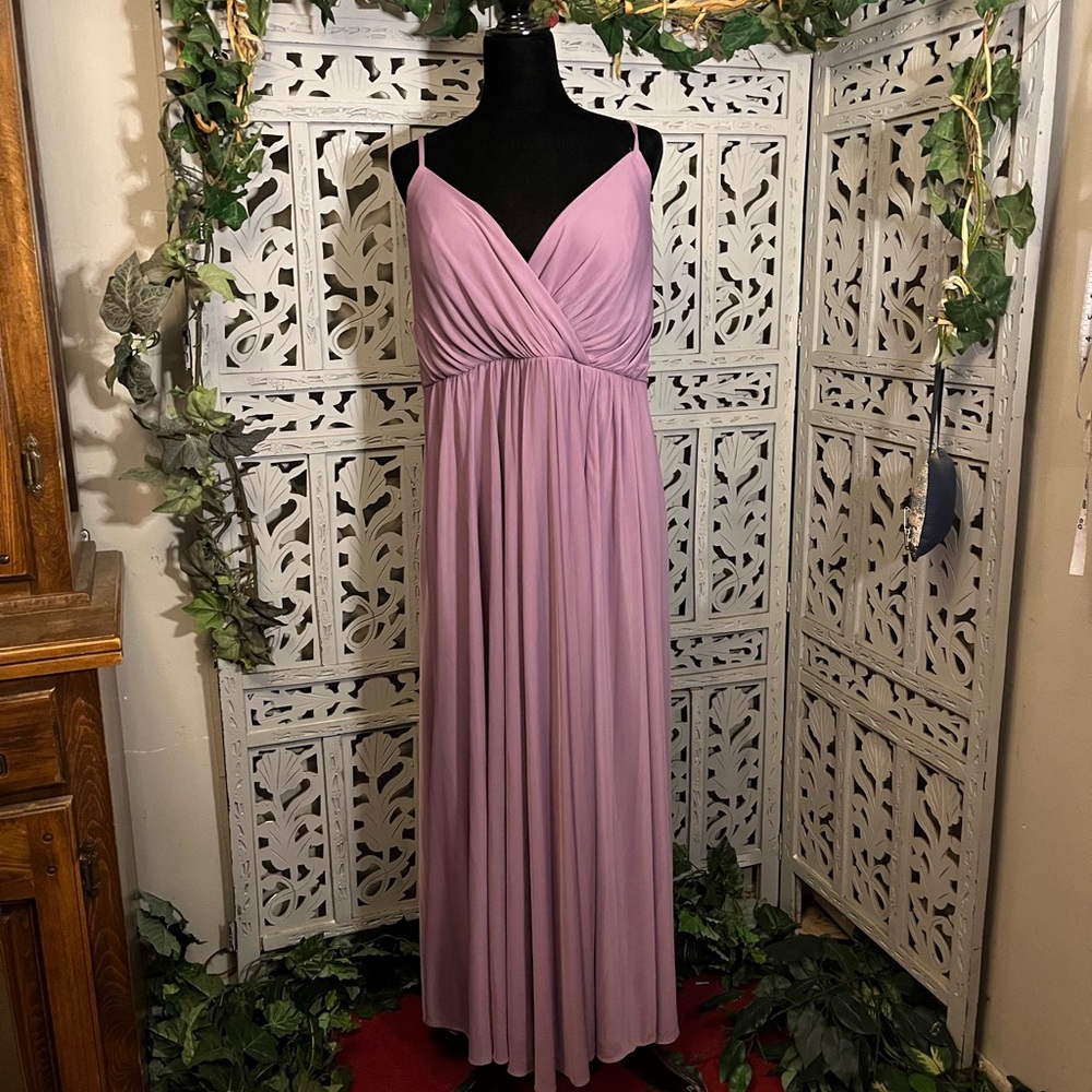 AZAZIE LOVELY LAVENDER PURPLE CRISS CROSS BUST SPAGHETTI STRAPS FORMAL DRESS